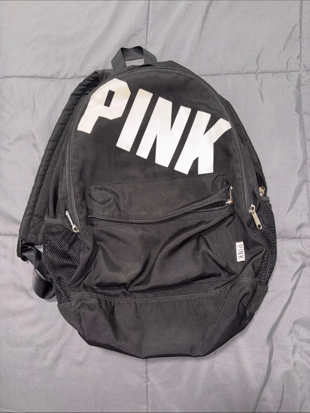 PINK Victoria's Secret Black Backpack with White Logo